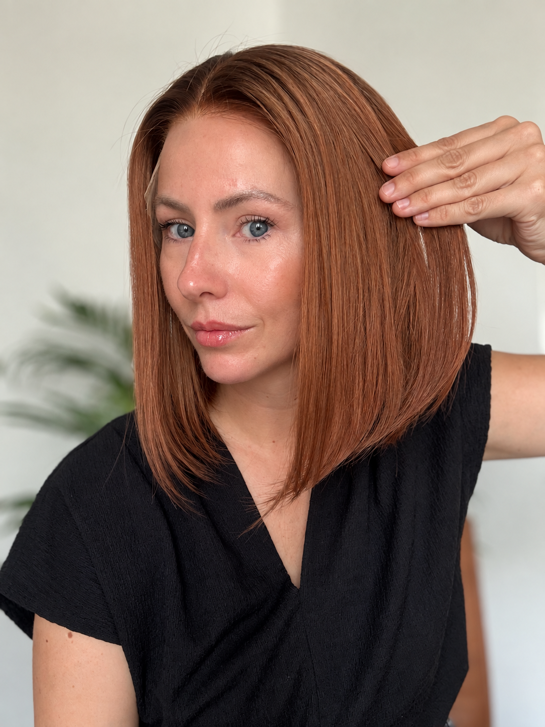 Kate Perücke | 12 Zoll warmer brauner Balayage Bob | 13x6 HD-Spitzenperücke aus Echthaar | 110 % geringe Dichte | Größe S | Versandfertig