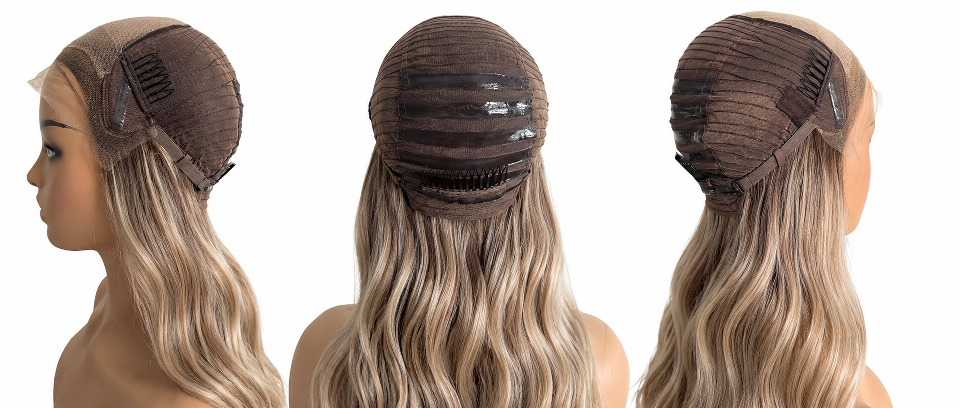 Beginner glueless human hair wig cap with ear tabs and silicone for a secure comfortable fit