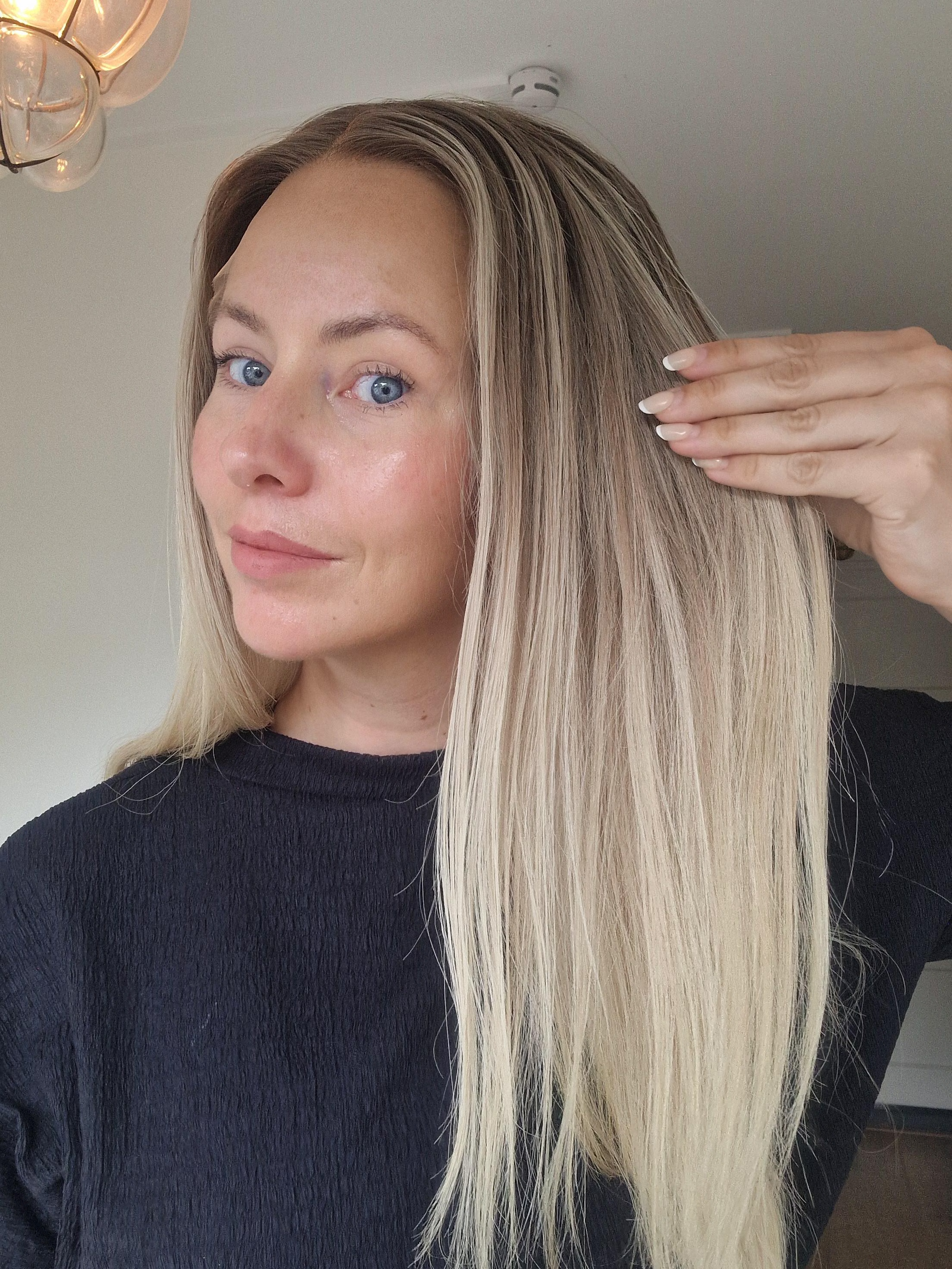 Premium Brazilian virgin human hair wig in ash blonde tones